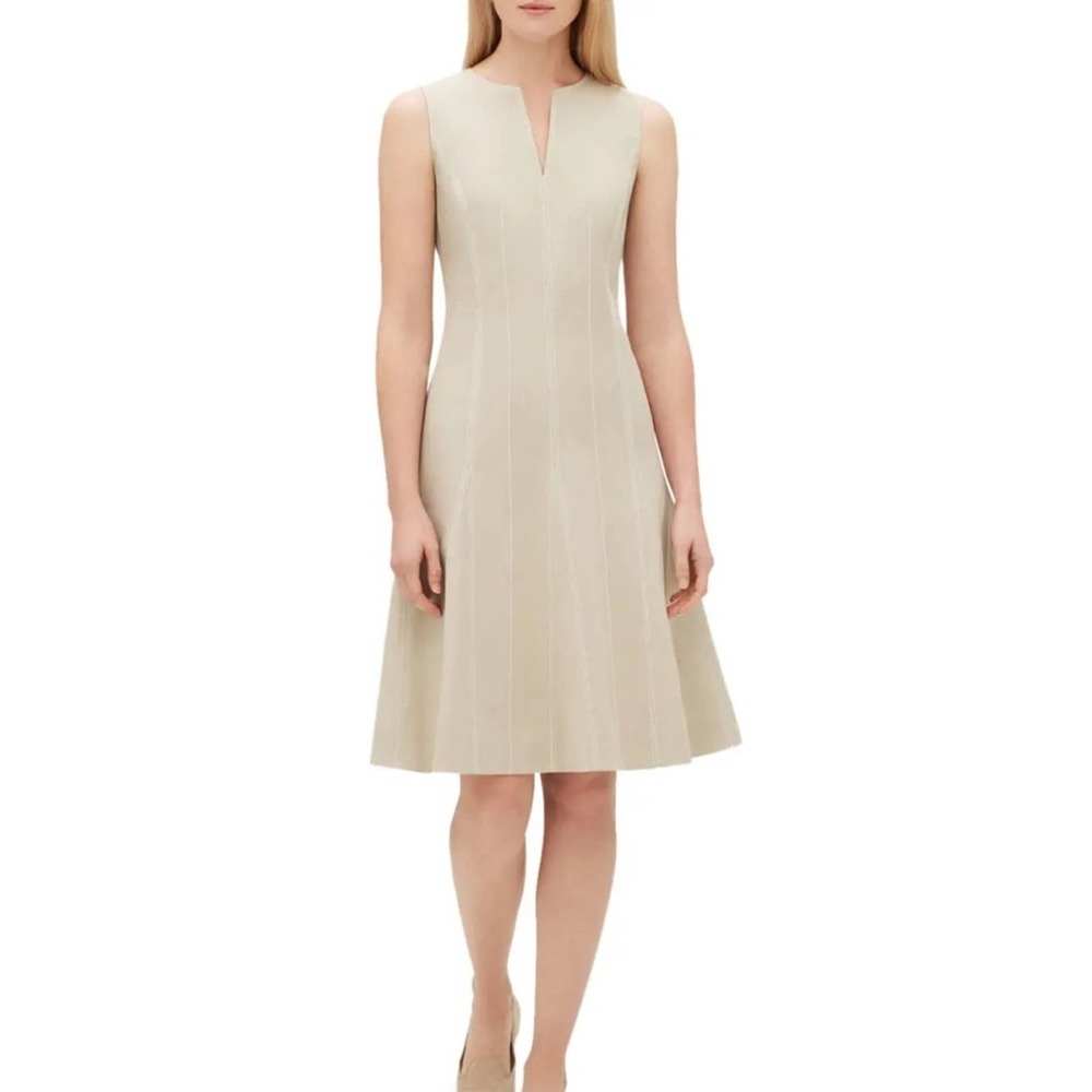 Lafayette 148 New York Rochelle Split-Neck Sleeveless Bi-Stretch Dress Size 6